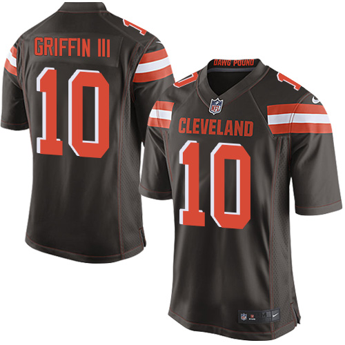 Men's Game Robert Griffin III Nike Jersey Brown Home - #10 NFL Cleveland Browns